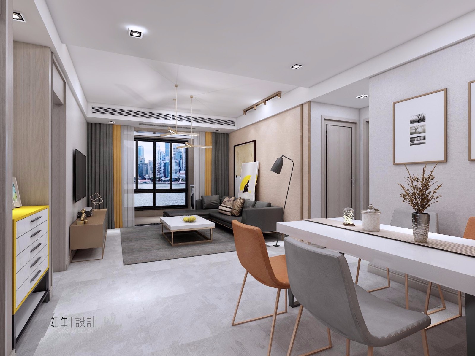 南京保利國際社區(qū)88平米現代簡約風格裝修05餐廳_水印