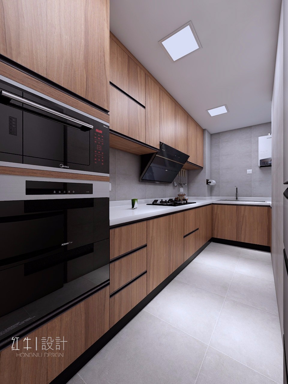 南京保利國際社區(qū)88平米現代簡約風格裝修08廚房_水印