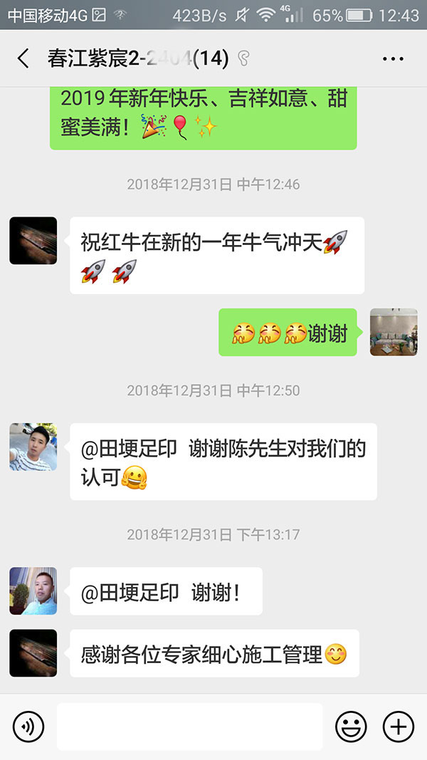 南京春江紫宸裝修客戶：感謝各位專家細心施工管理