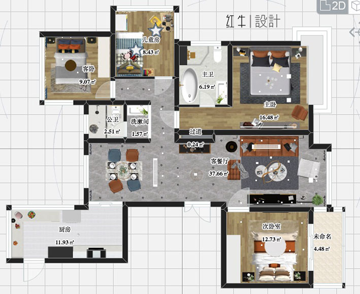 水印580_仇美蓉_南京市江寧區(qū)藍光黑鉆公館140㎡輕奢風格裝修_2D