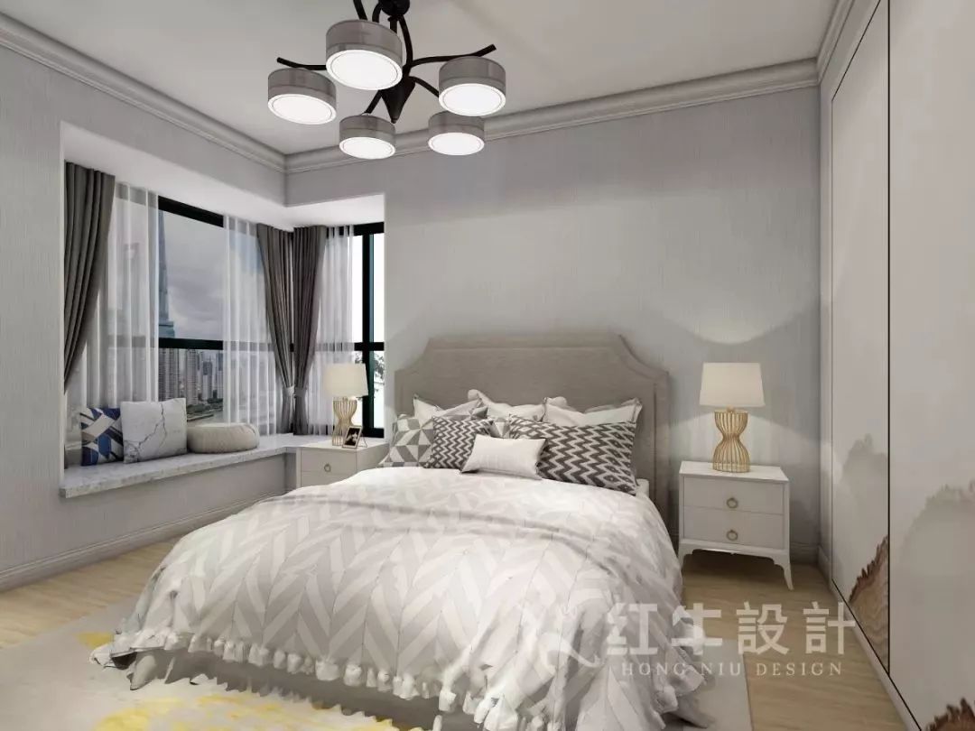 南京老房翻新--即便少掉一個衛(wèi)生間，也要單獨的衣帽間！15仇美蓉_康盛花園115㎡輕奢風(fēng)格裝修效果圖_主臥