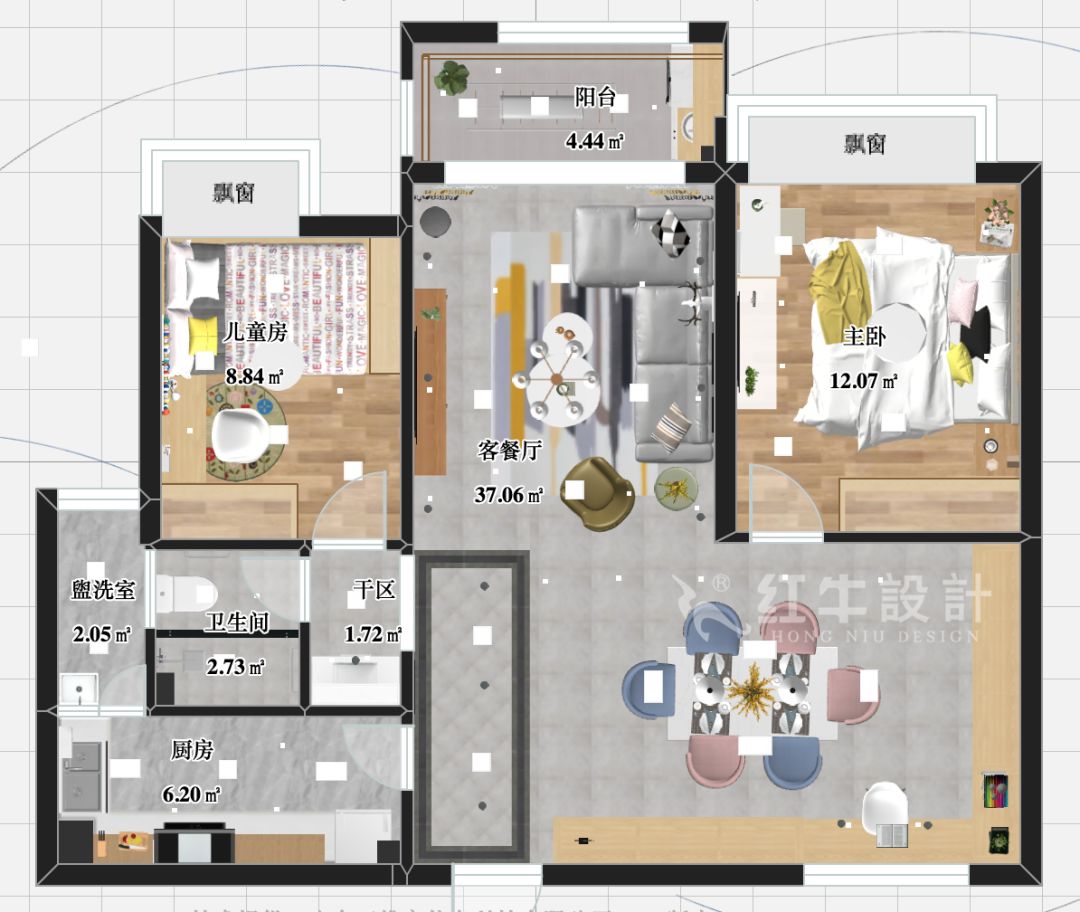 南京萬達(dá)茂99㎡北歐風(fēng)格--摒棄繁瑣的裝飾，打造簡潔明亮的家居空間！02▲平面圖