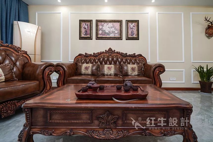 碧桂園鳳鳴苑160㎡簡美風格--喜歡深色家具的看過來06客廳效果