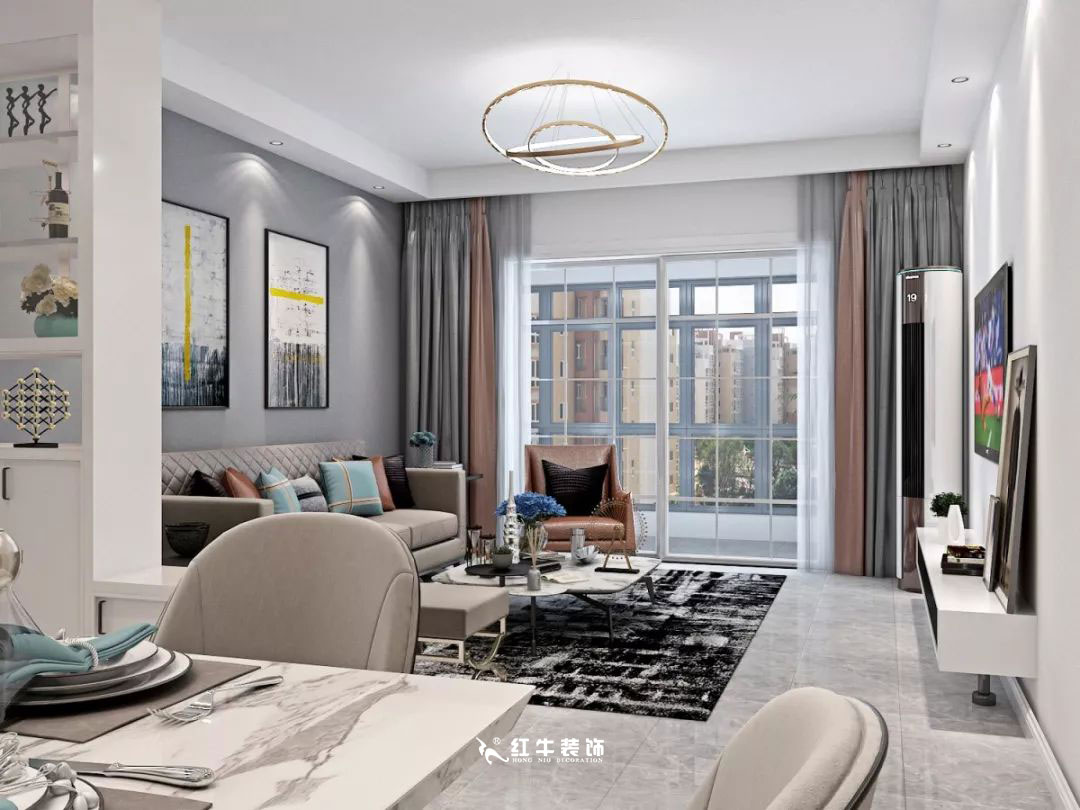 南京商苑新村120㎡現(xiàn)代簡(jiǎn)約--深淺有致的色彩搭配02客廳設(shè)計(jì)+logo