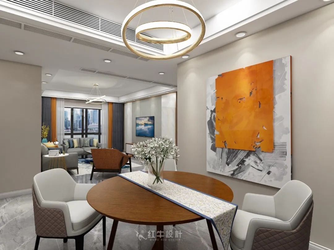 熊皓宇_同曦國際廣場140㎡輕奢風(fēng)格--改善性住房應(yīng)該這樣設(shè)計06餐廳設(shè)計_客餐廳