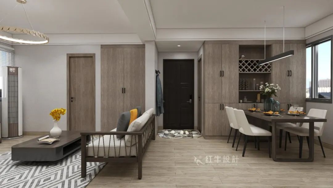 劉萍萍_花崗鴻福城132㎡現(xiàn)代簡約風(fēng)格_兩套小戶型打通變大宅，中西雙廚房+衣帽間打造品質(zhì)生活！05客餐廳