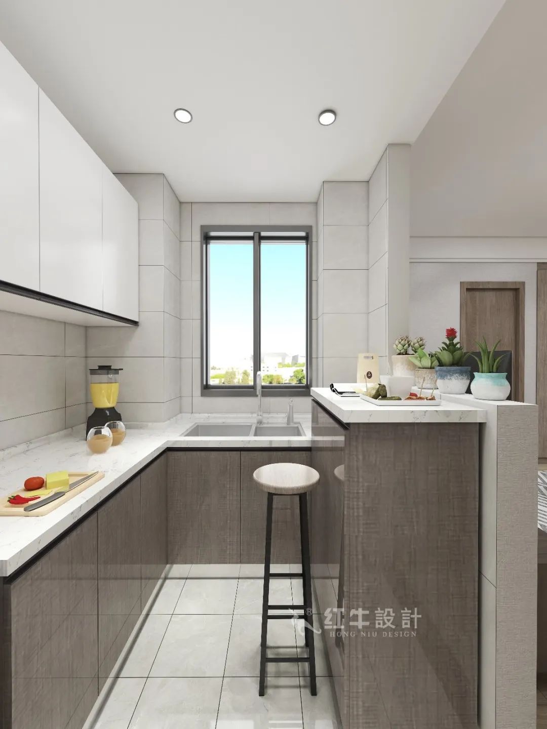 劉萍萍_花崗鴻福城132㎡現(xiàn)代簡約風(fēng)格_兩套小戶型打通變大宅，中西雙廚房+衣帽間打造品質(zhì)生活！08開放式廚房