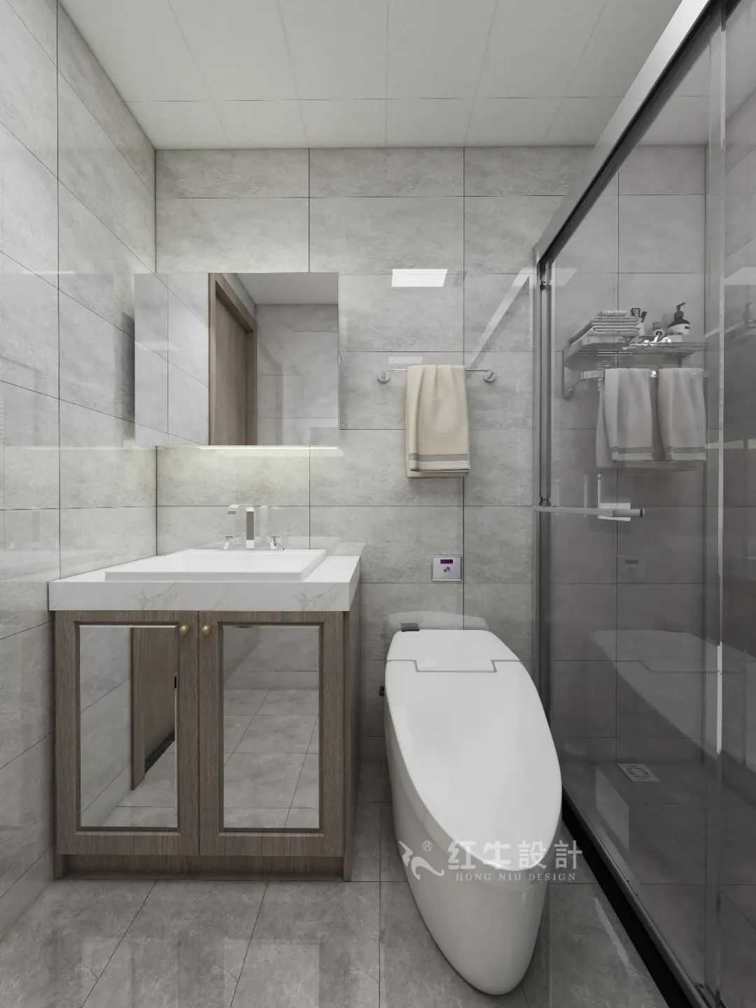 劉萍萍_花崗鴻福城132㎡現(xiàn)代簡約風(fēng)格_兩套小戶型打通變大宅，中西雙廚房+衣帽間打造品質(zhì)生活！17衛(wèi)生間