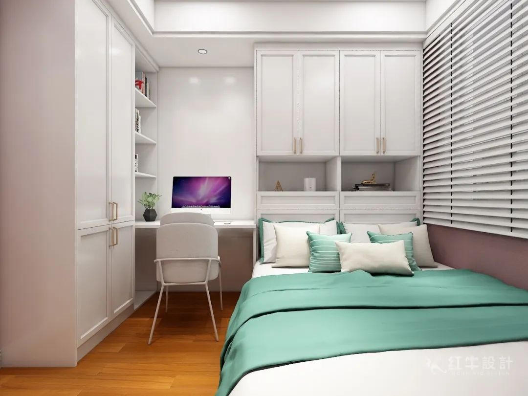 張智猿_紅牛設(shè)計--電建洺悅府105㎡輕奢混搭12效果圖欣賞_客臥