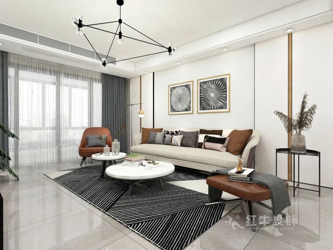 蔣琛_紅牛設計--電建洺悅府160㎡現(xiàn)代風格05效果圖欣賞_客廳