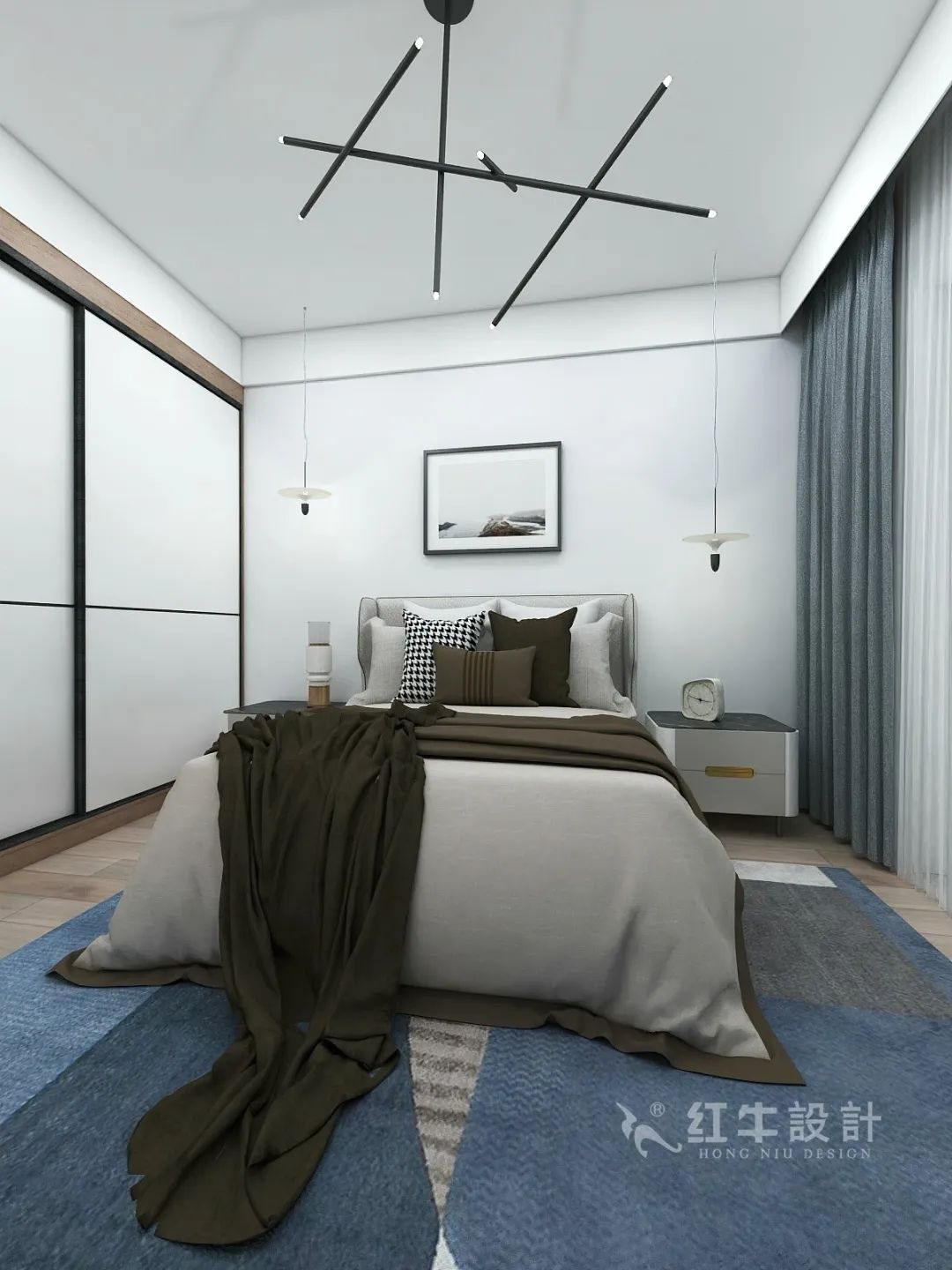 蔣琛_紅牛設計--電建洺悅府160㎡現(xiàn)代風格10效果圖欣賞_次臥
