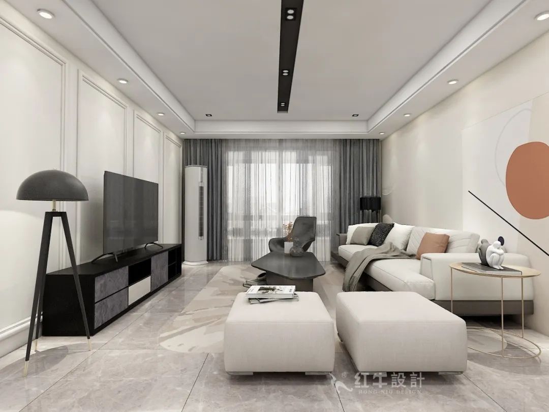 仇美蓉_紅牛設(shè)計(jì)--大名城 · 紫金九號(hào)128㎡現(xiàn)代簡約01客廳