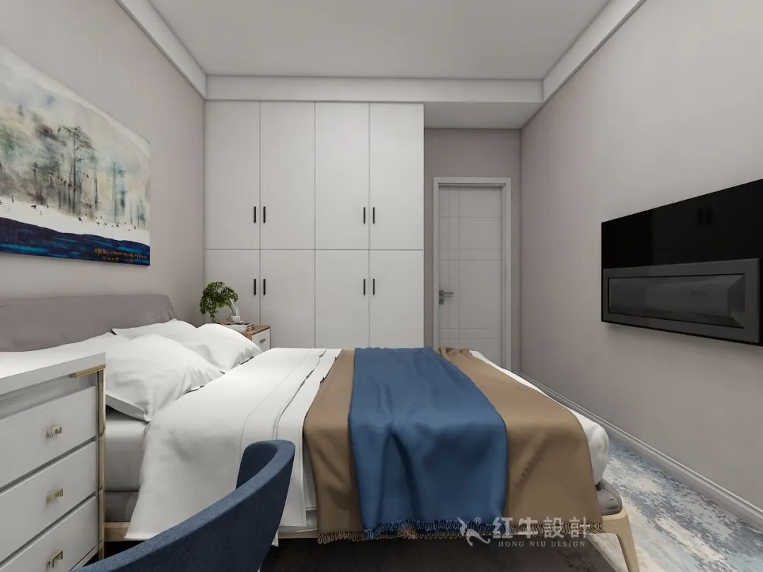 仇美蓉_紅牛設(shè)計(jì)--大名城 · 紫金九號(hào)128㎡現(xiàn)代簡約10效果圖欣賞_臥室