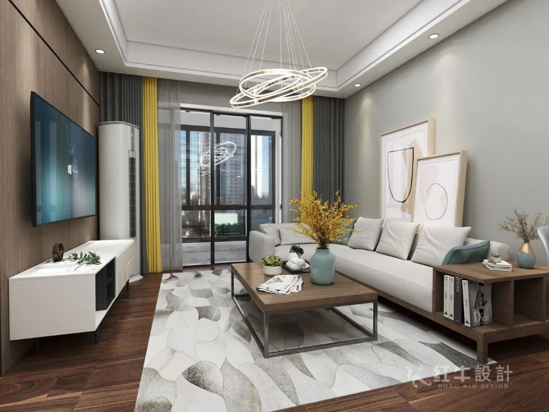 吳波_紅牛設(shè)計(jì)--中垠紫金官邸100㎡（B戶型）現(xiàn)代簡約04效果圖欣賞_客廳