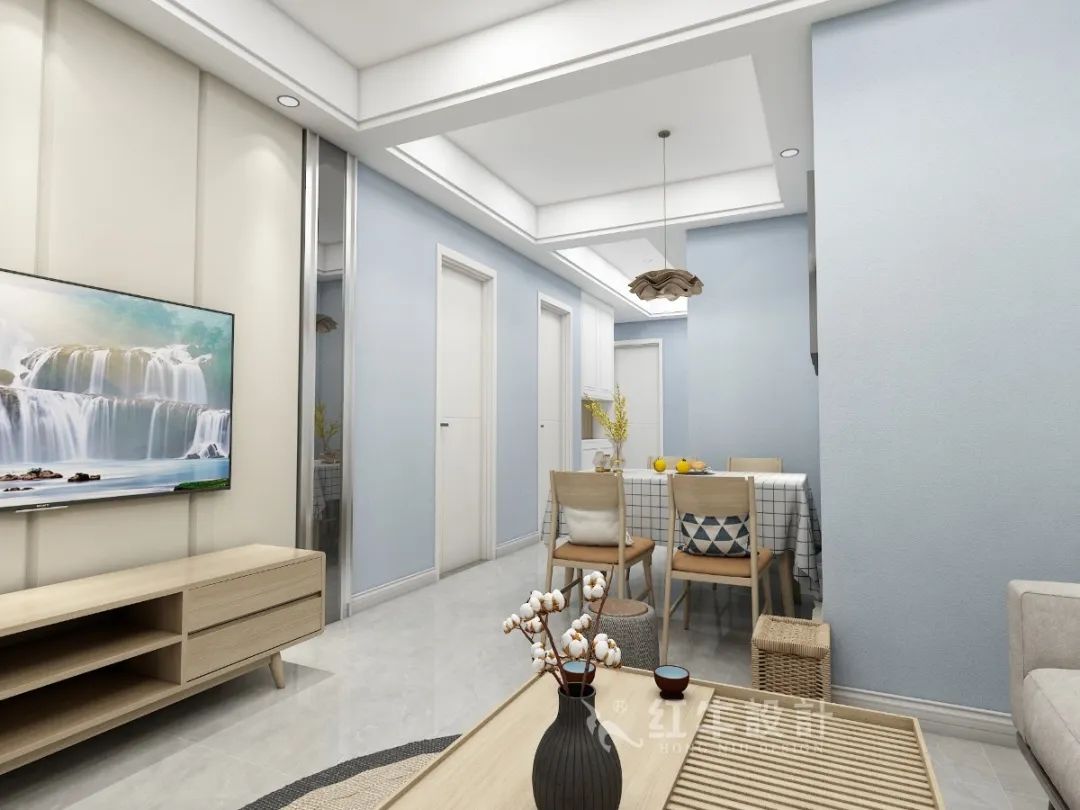 孟憲濤_紅牛設(shè)計(jì)--中垠紫金官邸109㎡（D戶型）現(xiàn)代北歐05效果圖欣賞_餐廳過(guò)道