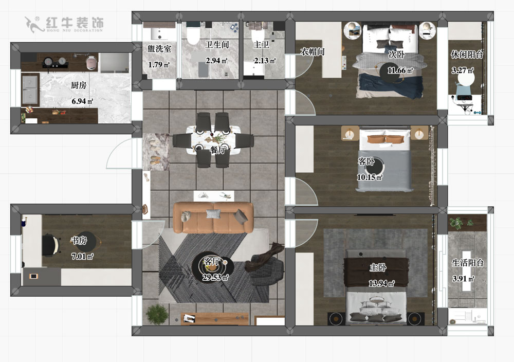劉萍萍_莫愁花園牡丹里12-402-120㎡-簡約風(fēng)格_彩平圖