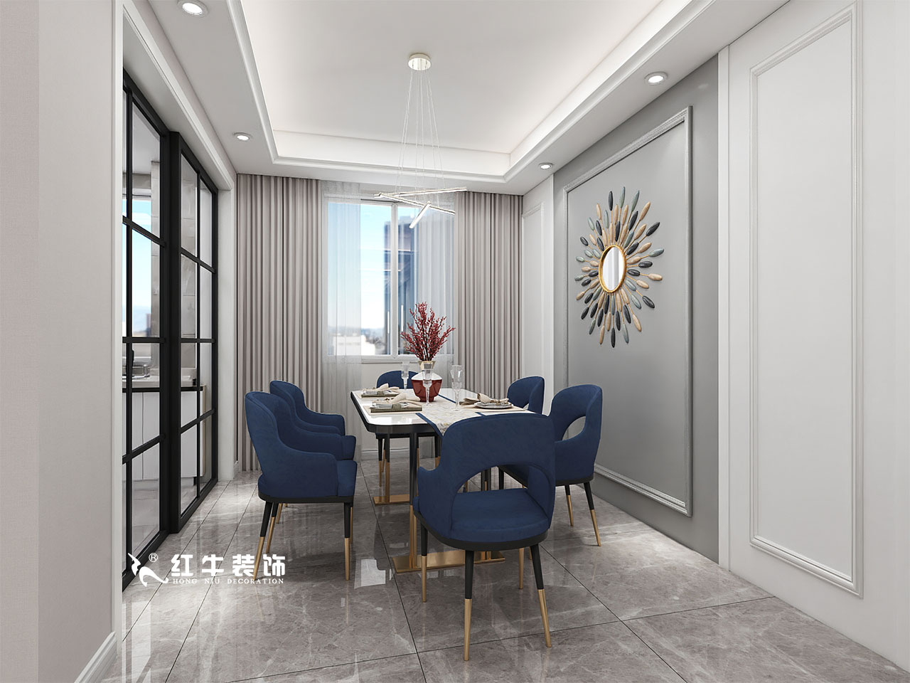 顧娟_金地都會意境118㎡現(xiàn)代風(fēng)格--弧形沙發(fā)設(shè)計，獨(dú)特有創(chuàng)意！05餐廳設(shè)計