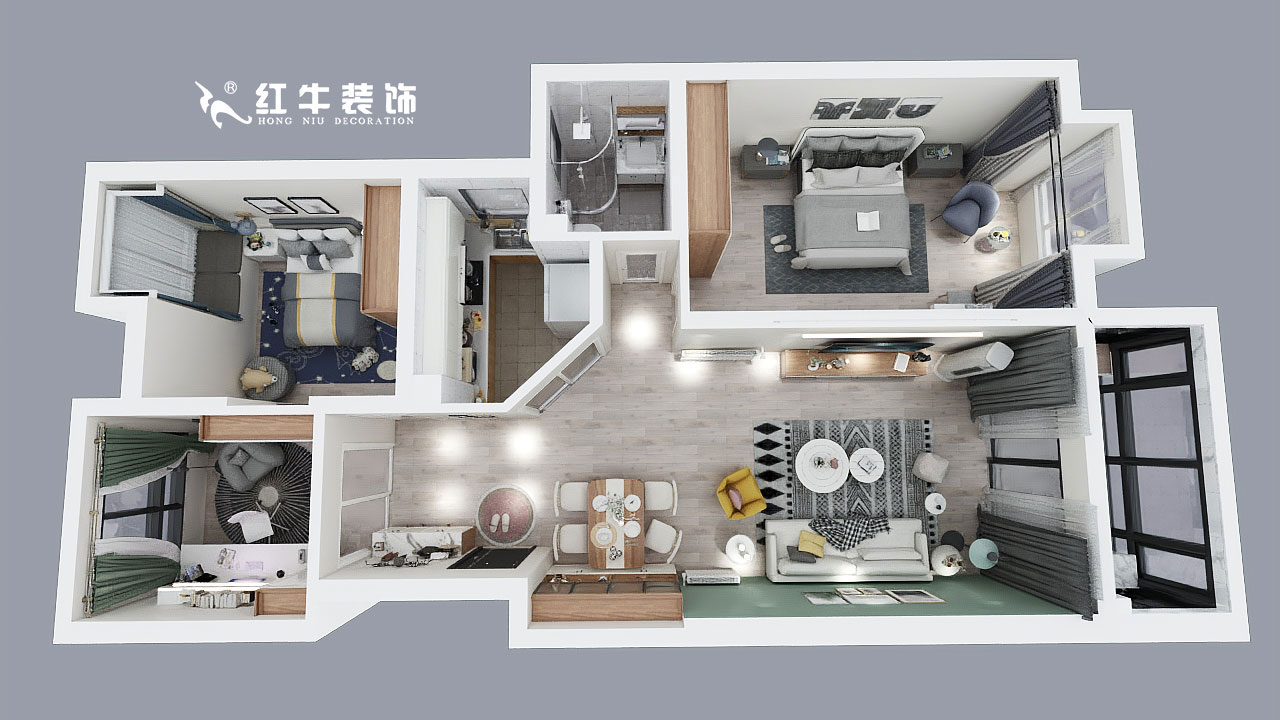 仇美蓉_萊蒙水榭陽光6棟605-115㎡-北歐風(fēng)格_鳥瞰圖