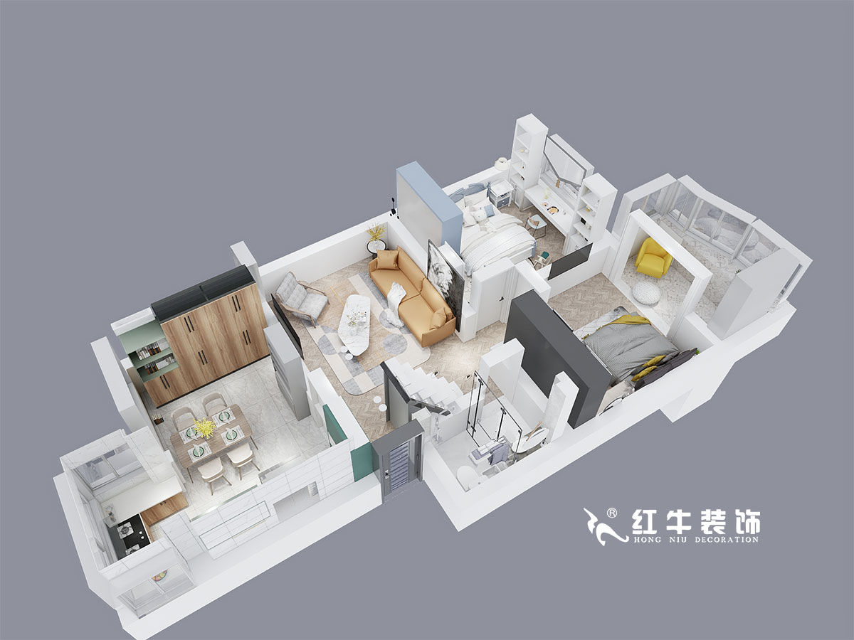 朱明琪_龍?bào)椿ㄔ?-25-701-86㎡-北歐風(fēng)格_一層鳥瞰