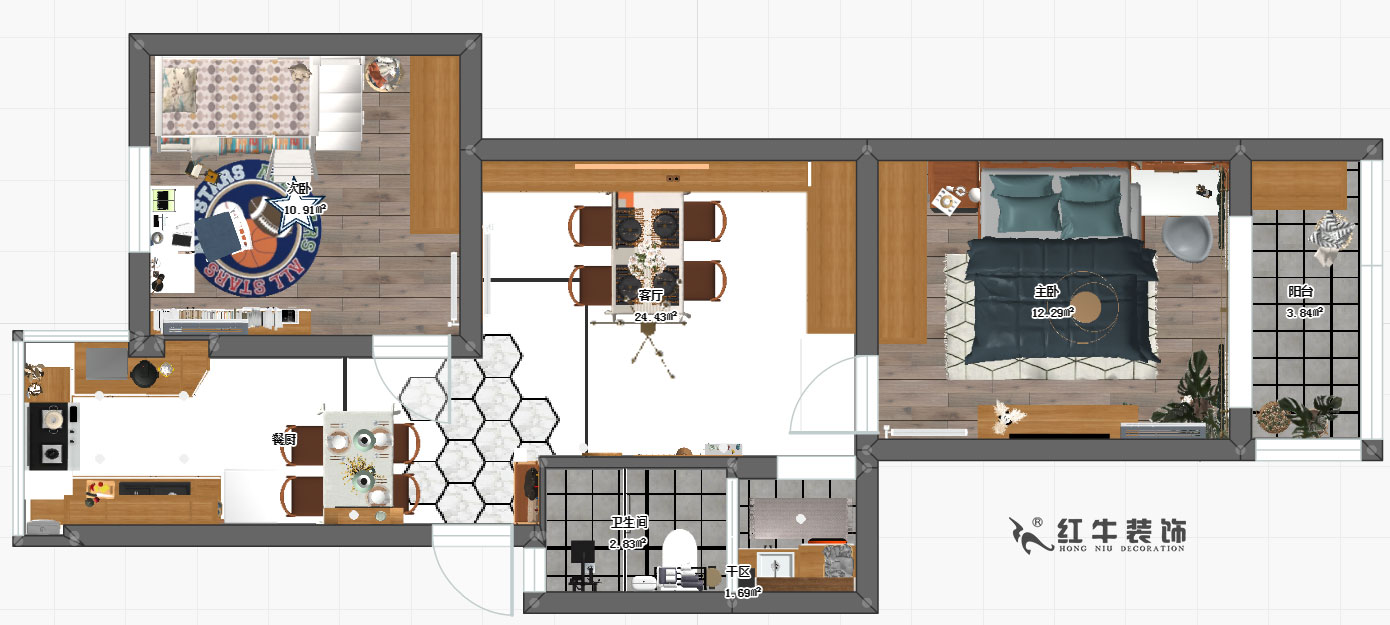 孟憲濤_寧工新寓141號502-70㎡-現(xiàn)代北歐風格_平面彩圖