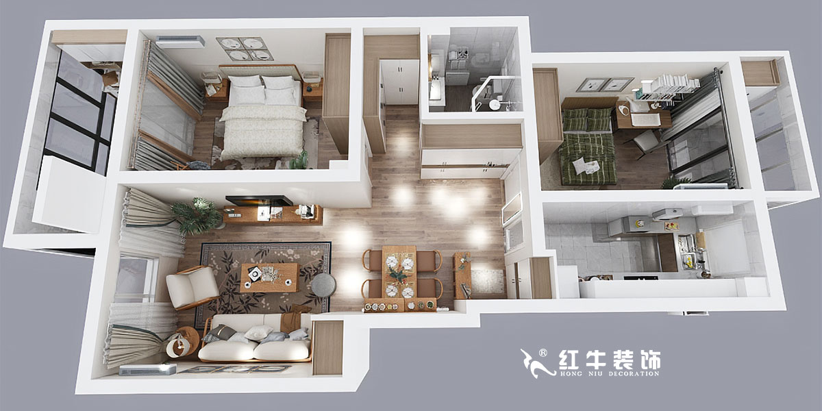 劉小勇_東郊美樹(shù)苑6-202-100㎡-現(xiàn)代簡(jiǎn)約風(fēng)格_2室1衛(wèi)_成品家￥15萬(wàn)00鳥(niǎo)瞰圖