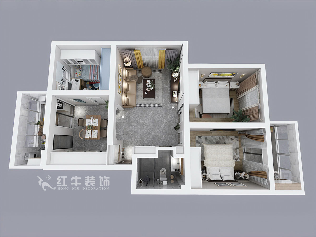 魏明花_南農(nóng)大72-101-95㎡-北歐風格_3室2廳1衛(wèi)_成品家￥142000_全包14萬00鳥瞰圖