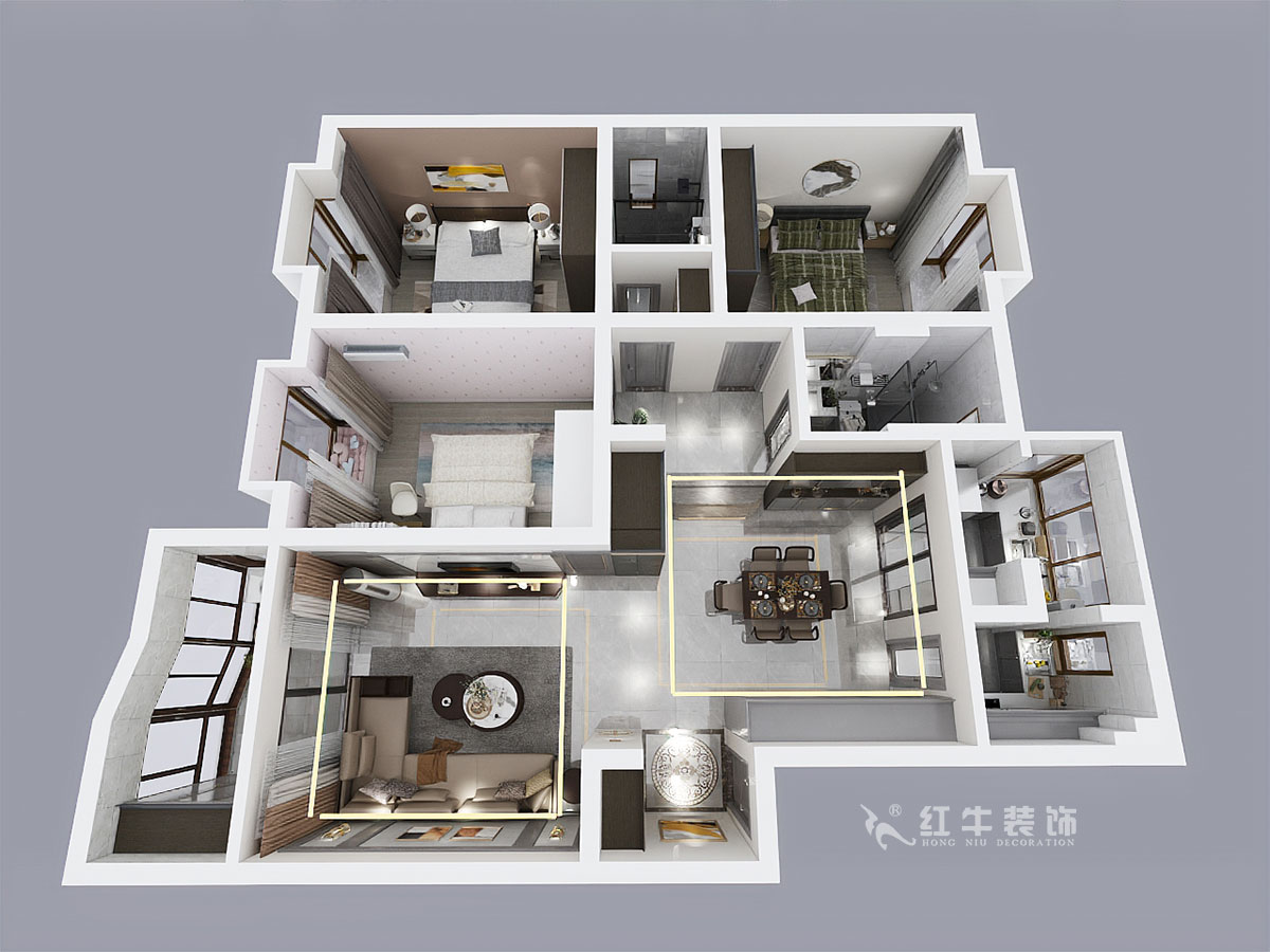 郭志成_楓丹白露24-202-130㎡-輕奢簡(jiǎn)美風(fēng)格_3室2廳2衛(wèi)（老房裝修）_定制家￥201600_00_04鳥瞰圖