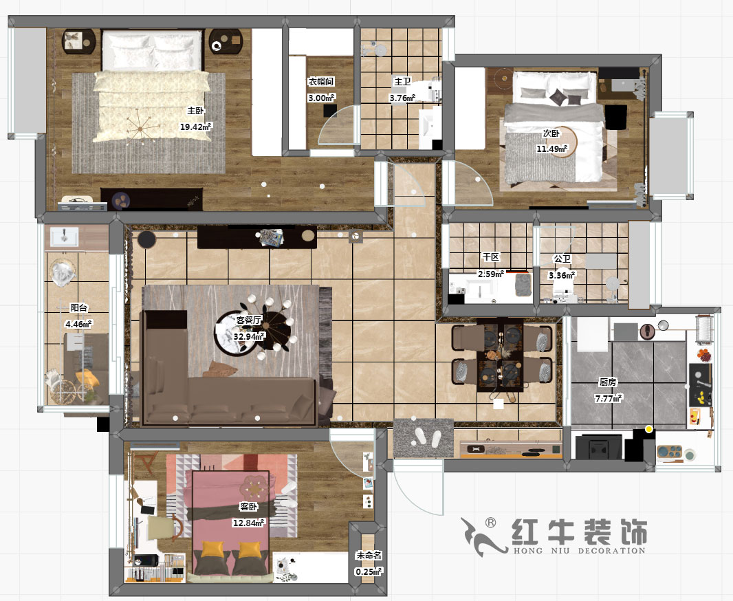 郭志成_宏圖上水園25-1104-130㎡-現(xiàn)代簡約風(fēng)格_3室2廳2衛(wèi)（老房裝修）_定制家￥134817
