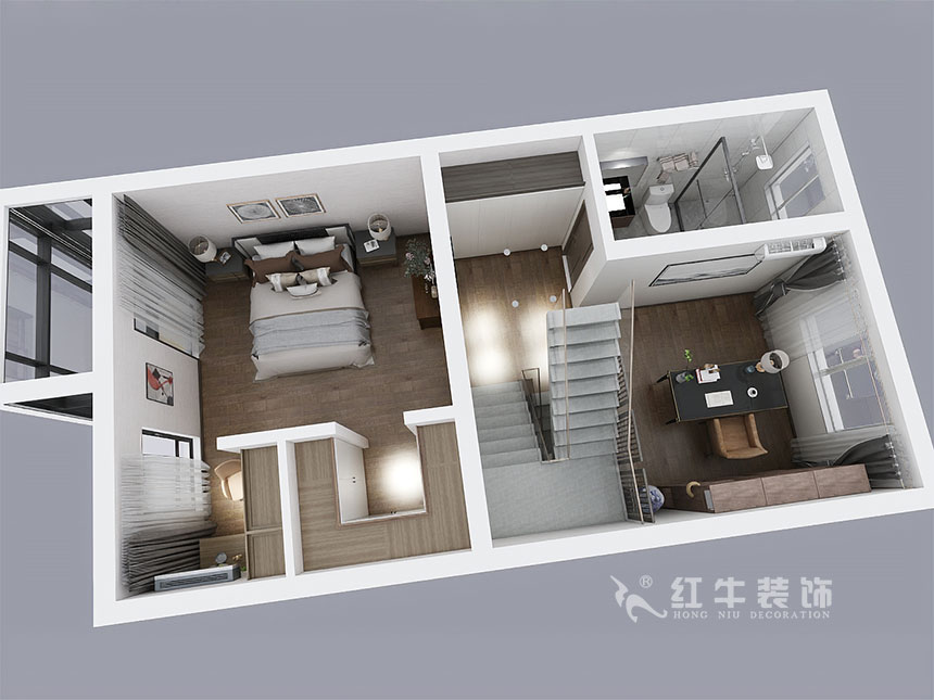 陸利民_香地美舍602-156㎡-新中式風格_5室2廳3衛(wèi)（新房裝修）_定制家￥208000_全包25萬00_14二樓鳥瞰圖