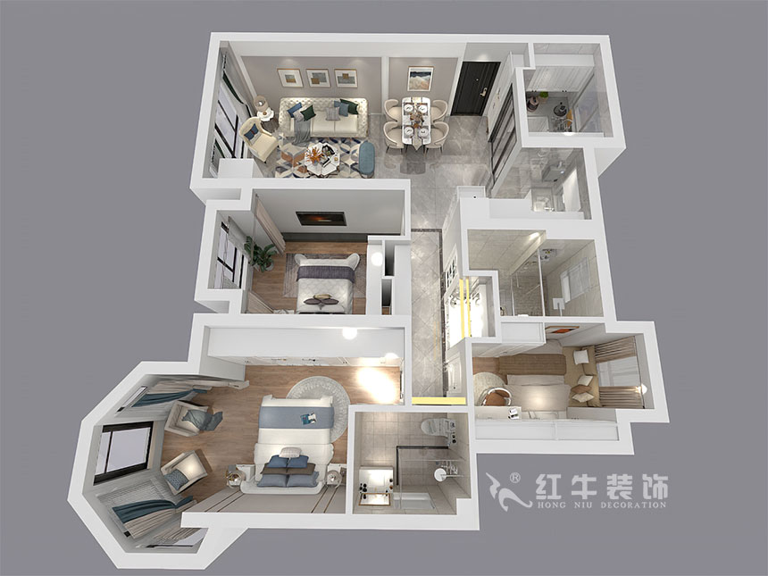 蔣琛_中南世紀(jì)雅苑6-801-105㎡-簡歐輕奢風(fēng)格_3室2廳2衛(wèi)（二手房裝修）_定制家￥176971_全包15萬00_04鳥瞰圖