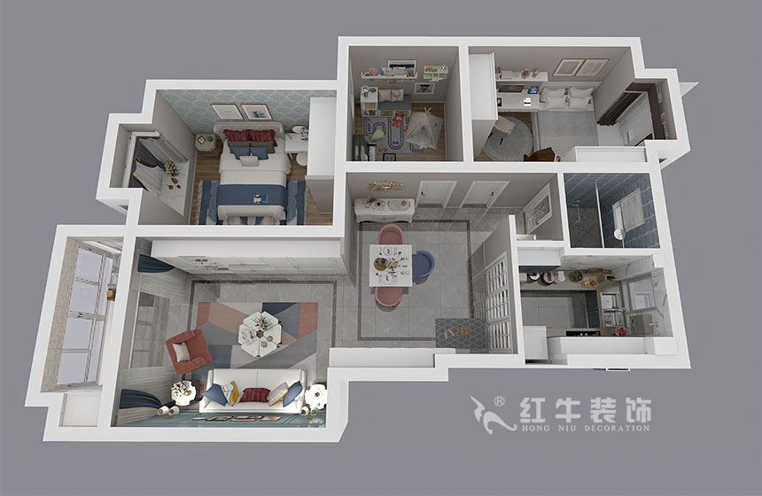 朱明琪_雙和園15-1-702-95㎡-簡(jiǎn)美風(fēng)格_3室2廳1衛(wèi)（老房裝修）_成品家￥128088_全包13萬(wàn)00_04鳥(niǎo)瞰圖