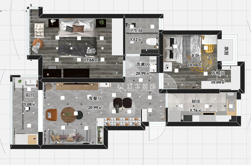 張智猿_紫金明珠5-2-304-82㎡-現(xiàn)代簡約風(fēng)格_2室2廳1衛(wèi)（老房裝修）_成品家￥127797_全包12