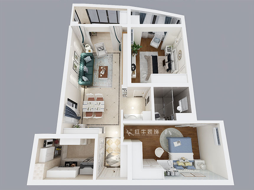 熊皓宇_海德衛(wèi)城2-3-2202-100㎡-簡(jiǎn)約歐式風(fēng)格_2室2廳1衛(wèi)（老房翻新）_成品家￥144000_全包14萬(wàn)00_04鳥瞰圖