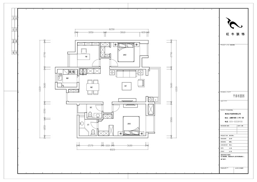 陸利民_萬科金域藍灣15-1606-117㎡-美式風格_2室2廳2衛(wèi)（舊房改造）_成品家￥195800_全包19萬00_02平面布置圖