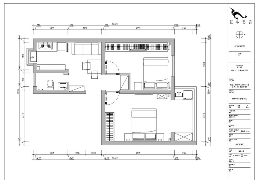 朱明琪｜龍?bào)粗新?84-202-56㎡-現(xiàn)代風(fēng)格｜2室1廳1衛(wèi)｜老房裝修｜定制家￥85969｜全包9萬(wàn)｜00_02平面布置圖