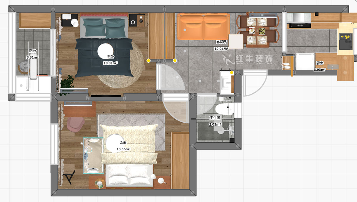 劉小勇｜水佐崗48巷5號院9-402-56㎡-現(xiàn)代風格｜2室1廳1衛(wèi)｜老房裝修｜定制家￥120000｜全包9