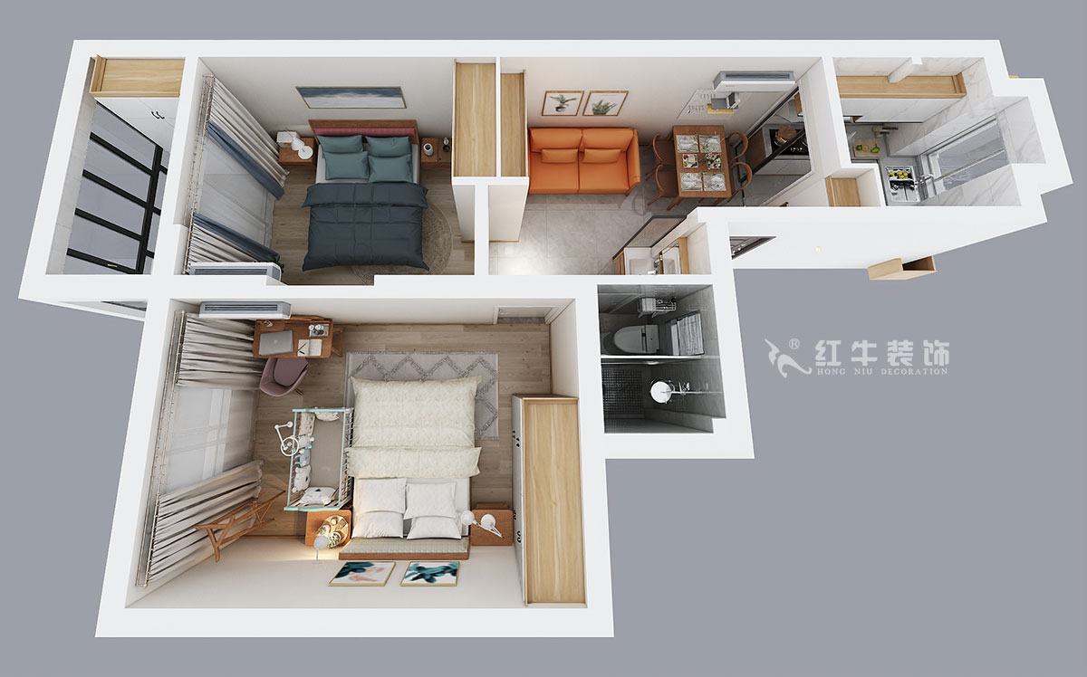 劉小勇｜水佐崗48巷5號院9-402-56㎡-現(xiàn)代風格｜2室1廳1衛(wèi)｜老房裝修｜定制家￥120000｜全包9