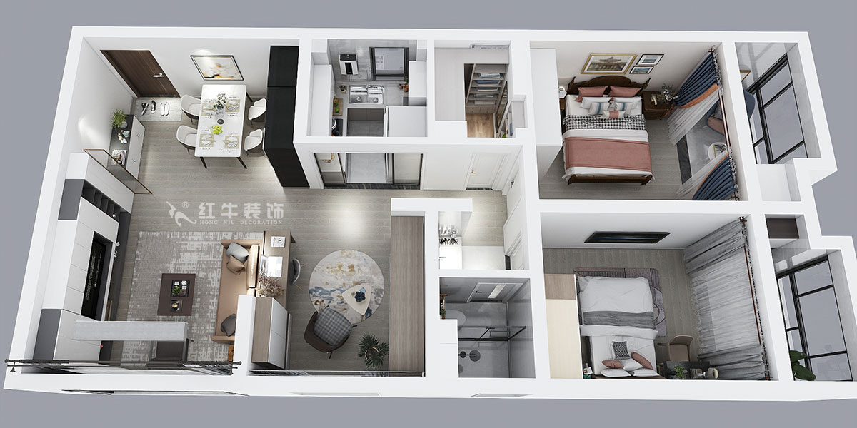 顧娟｜御道嘉庭5-2-610-107㎡-現(xiàn)代風(fēng)格｜3室2廳1衛(wèi)｜新房裝修｜定制家￥134800｜全包15萬(wàn)｜00_04鳥(niǎo)瞰圖