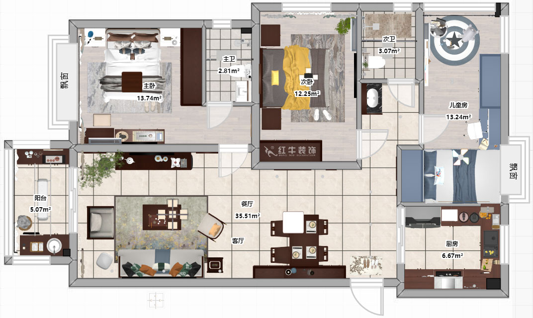 劉小勇｜映月溪山3-1305-119㎡-新中式風格｜3室2廳2衛(wèi)｜新房裝修｜定制家￥159000｜全包15