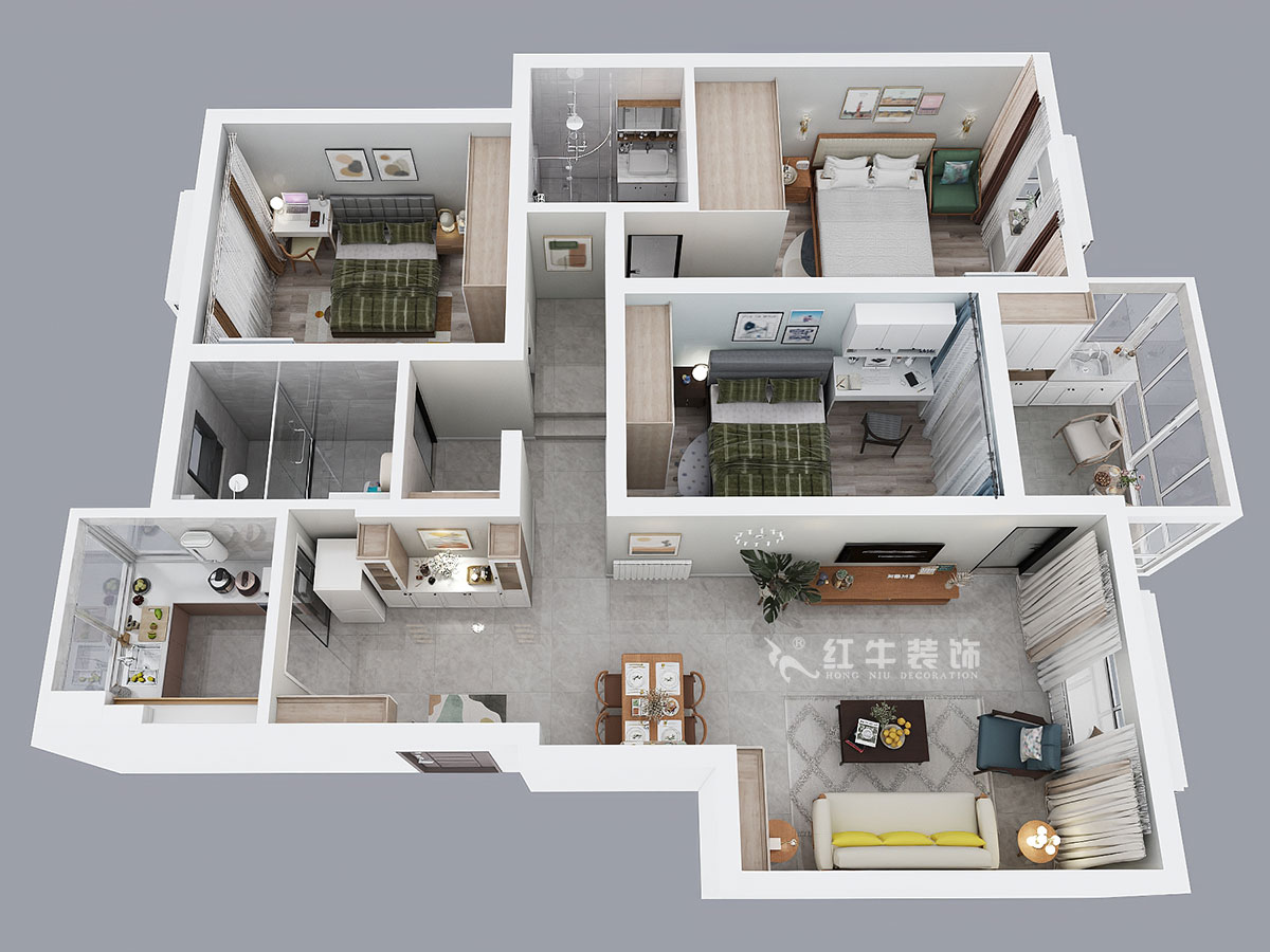 魏明花｜水秀花園15-701-128㎡-現(xiàn)代簡約風格｜3室2廳2衛(wèi)｜二手房裝修｜定制家￥176904｜全包17