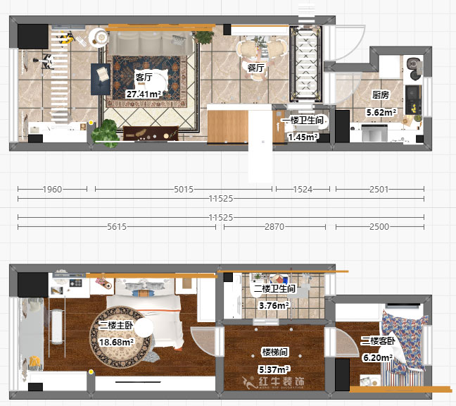 朱彥｜萬科金色里程8-706-70㎡-簡歐風格｜復(fù)式35+35㎡｜2室2廳1衛(wèi)｜定制家￥120000｜全包12萬｜00_05彩平圖