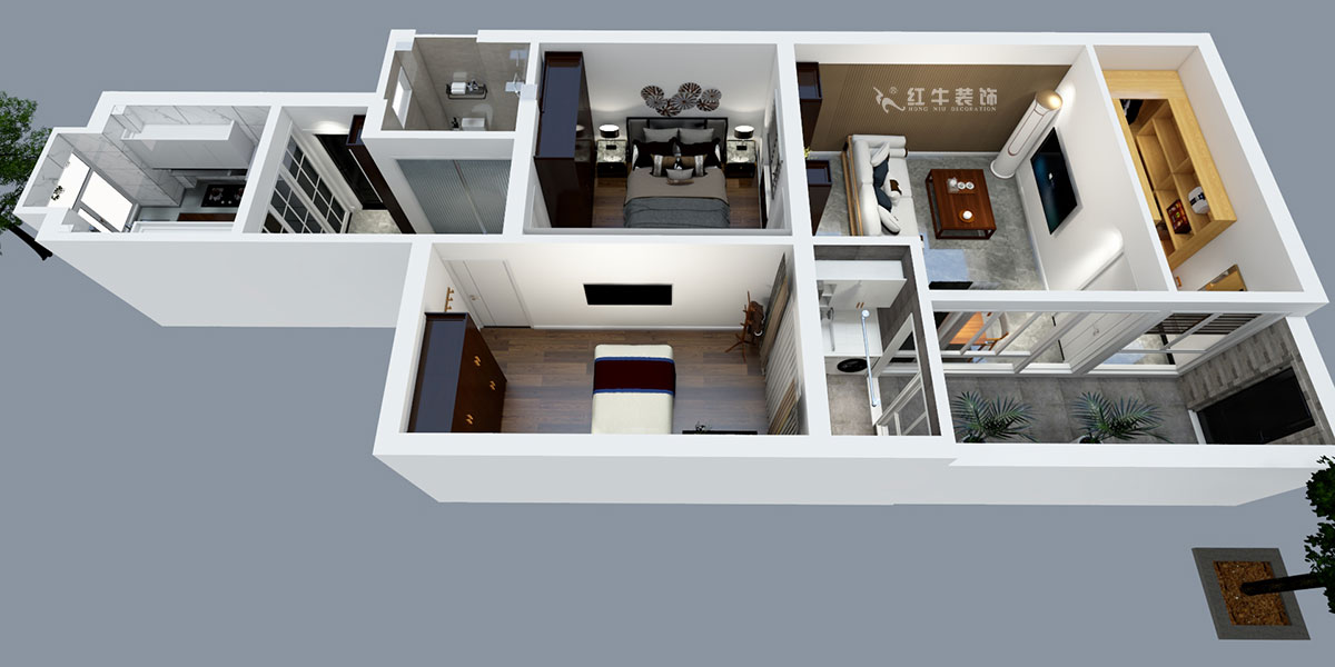 張智猿｜后宰門街32號(hào)7-2-16-73㎡-簡(jiǎn)中風(fēng)格｜2室2廳1衛(wèi)｜老房裝修｜定制家￥111798｜全包11萬(wàn)｜00_04鳥(niǎo)瞰圖