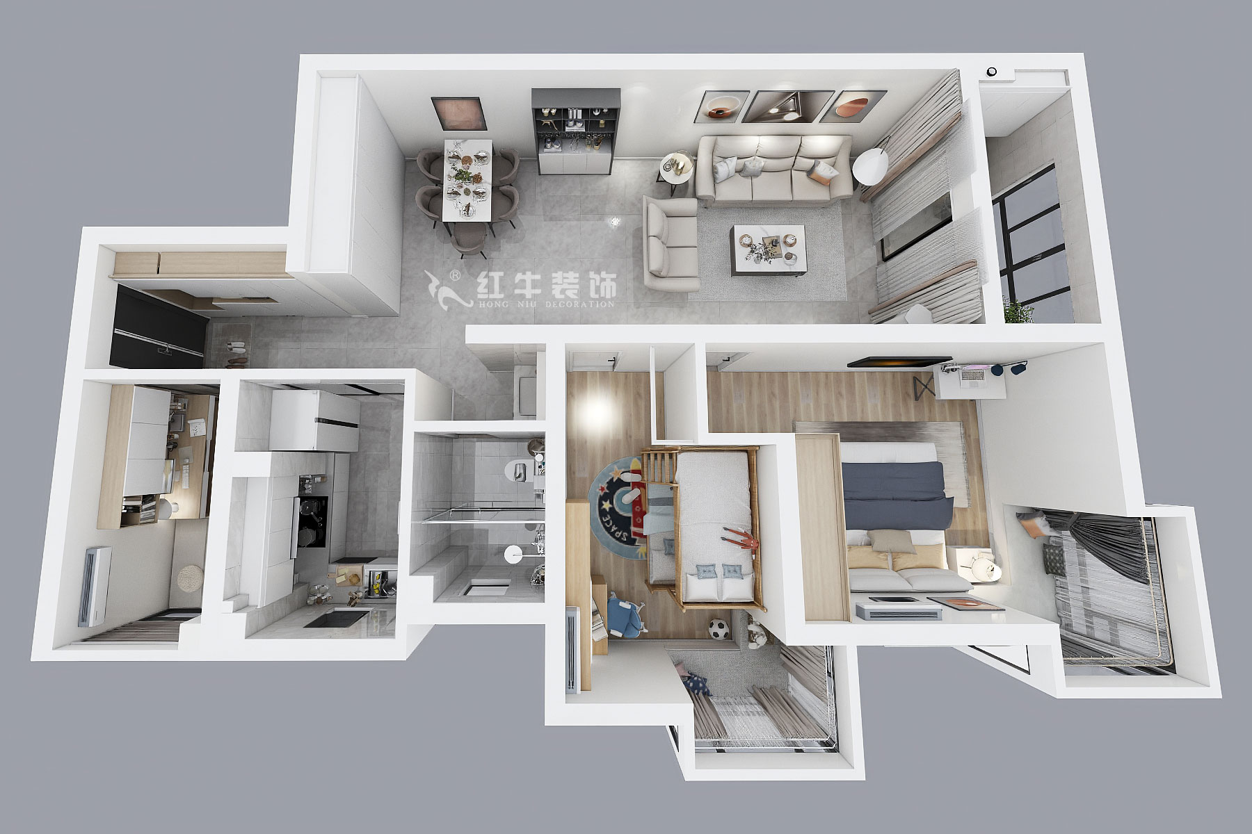 魏明花｜翠屏國際廣場苑10-2-608-100㎡-現(xiàn)代簡約風(fēng)格｜3室2廳2衛(wèi)｜二手房裝修｜定制家￥127500｜全包12