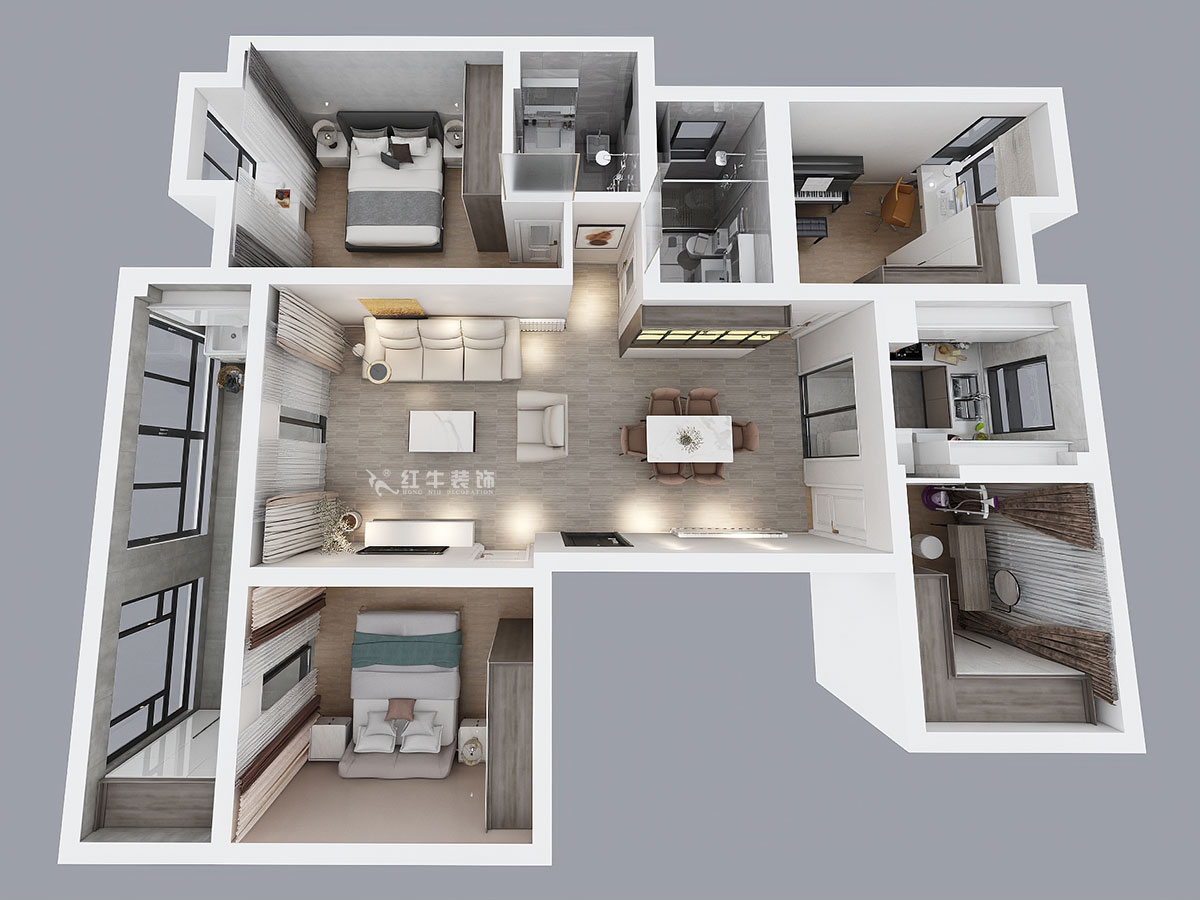 劉小勇｜復(fù)地新都國際公寓-三期20-2-1202-130㎡-現(xiàn)代簡約風(fēng)格｜4室2廳2衛(wèi)｜二手房裝修｜定制家￥142400｜全包15