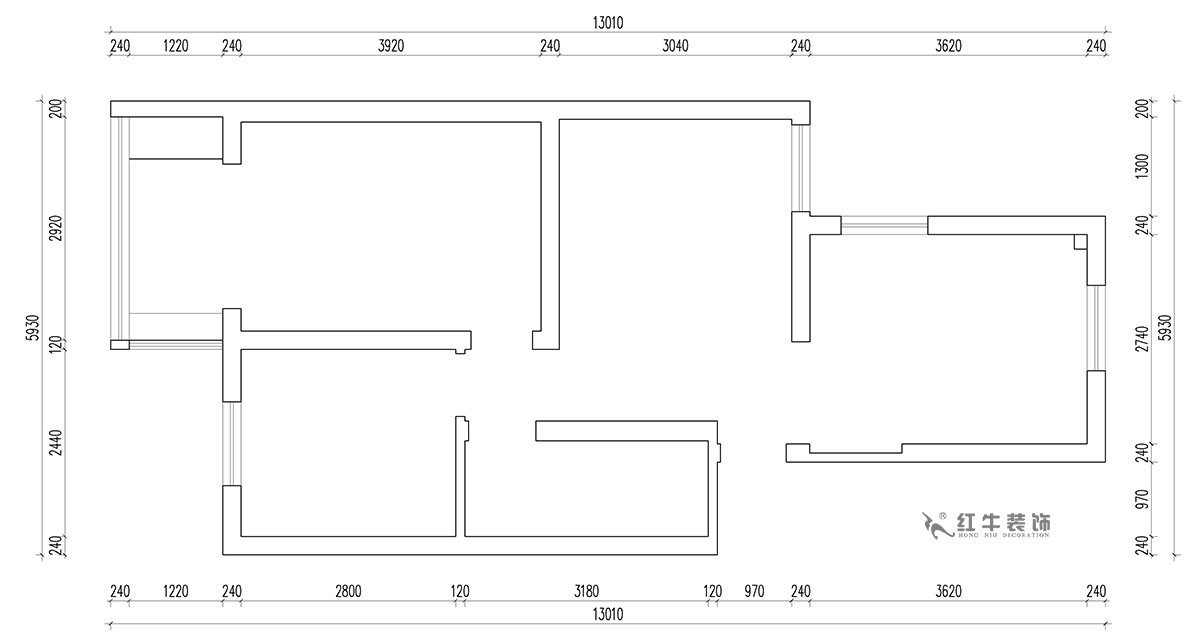 朱明琪｜富康新村8-204-63㎡-北歐原木風格｜2室2廳1衛(wèi)｜老房翻新｜定制家￥112770｜全包11萬｜00_01原始結(jié)構(gòu)圖