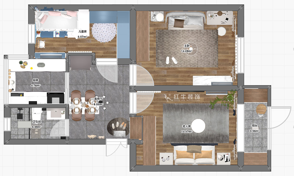 劉小勇｜馬鞍山路2號小區(qū)6-101-77㎡-現(xiàn)代簡約風(fēng)格｜3室1廳1衛(wèi)｜二手房裝修｜定制家￥100600｜全包10