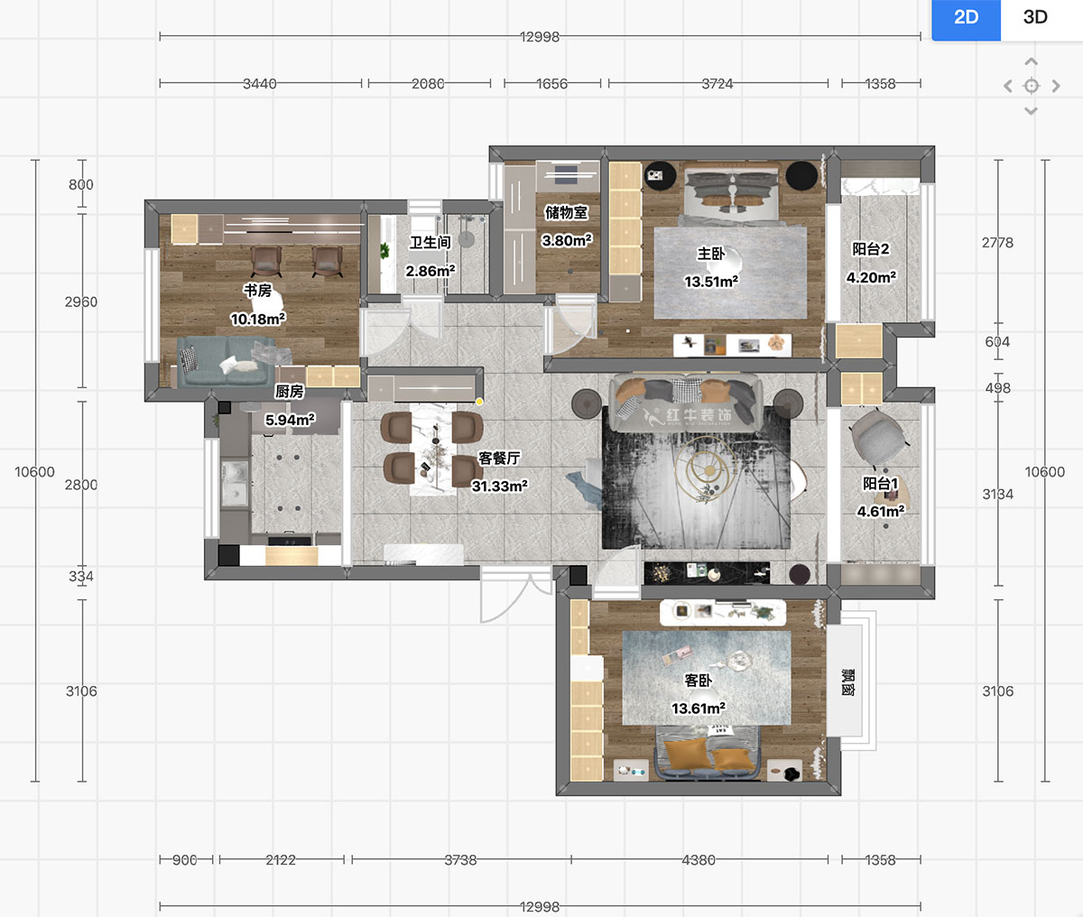顧娟｜中和橋30號31-2-1404-120㎡-現(xiàn)代簡約風(fēng)格｜3室2廳2衛(wèi)｜新房裝修｜定制家￥137800｜全包16