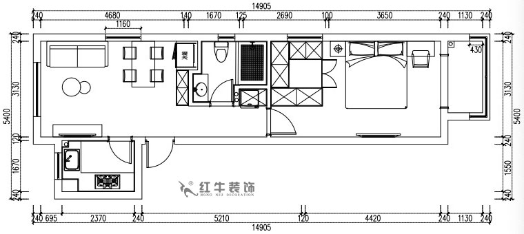 張桐瑋｜紫楊佳園29-2101-59㎡-現(xiàn)代簡(jiǎn)約風(fēng)格｜2室1廳1衛(wèi)｜新房裝修｜定制家￥89500｜全包10萬｜00_02平面方案圖