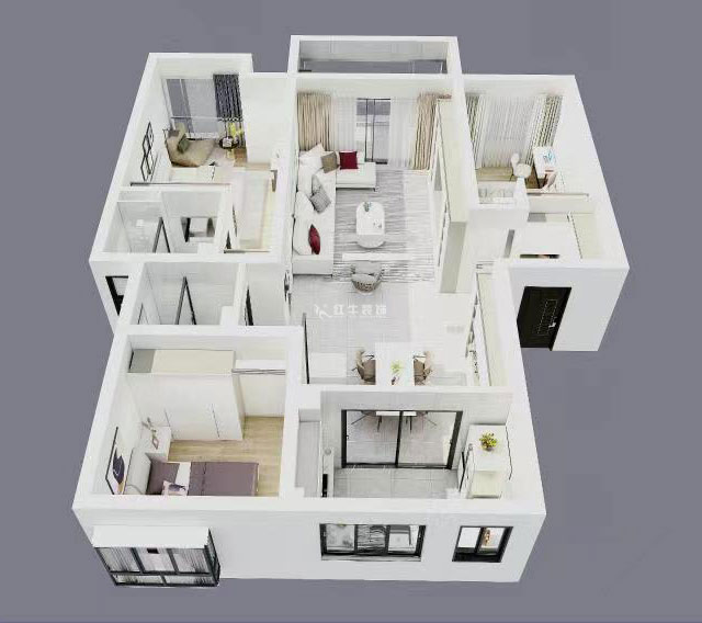 魏明花｜紫金明珠28-405-123㎡-現(xiàn)代簡約風(fēng)格｜3室2廳2衛(wèi)｜二手房裝修｜定制家￥175696｜全包17