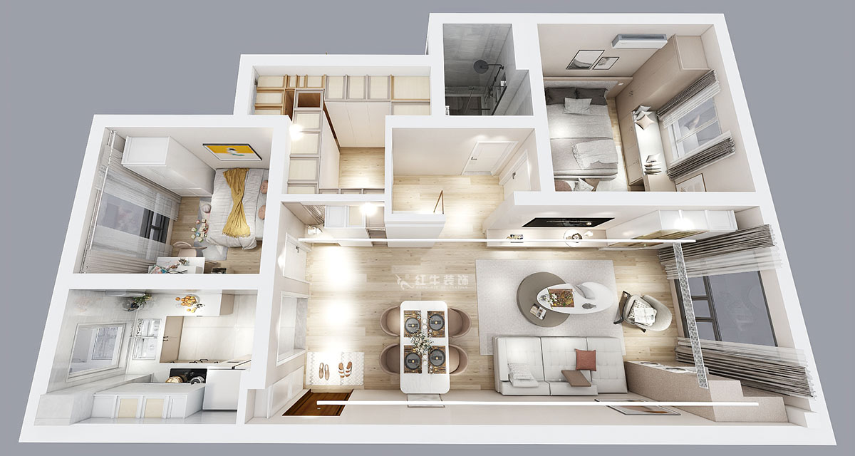 顧娟｜中南世紀(jì)雅苑1-2-3205-95㎡-現(xiàn)代風(fēng)格｜3室2廳1衛(wèi)｜新房裝修｜定制家￥103900｜全包12